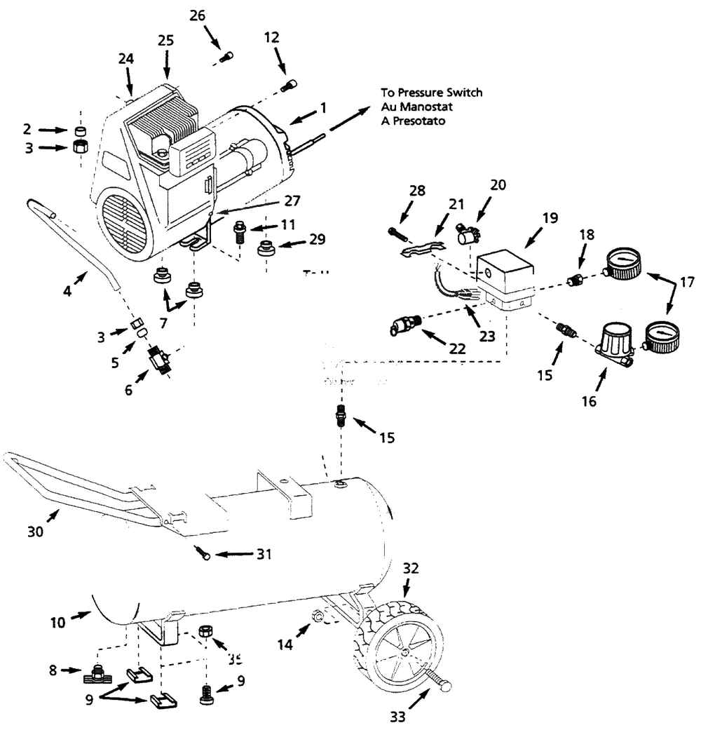 Air-Compressor Parts Diagram and Parts List for WL5038  Campbell Hausfeld Compressor